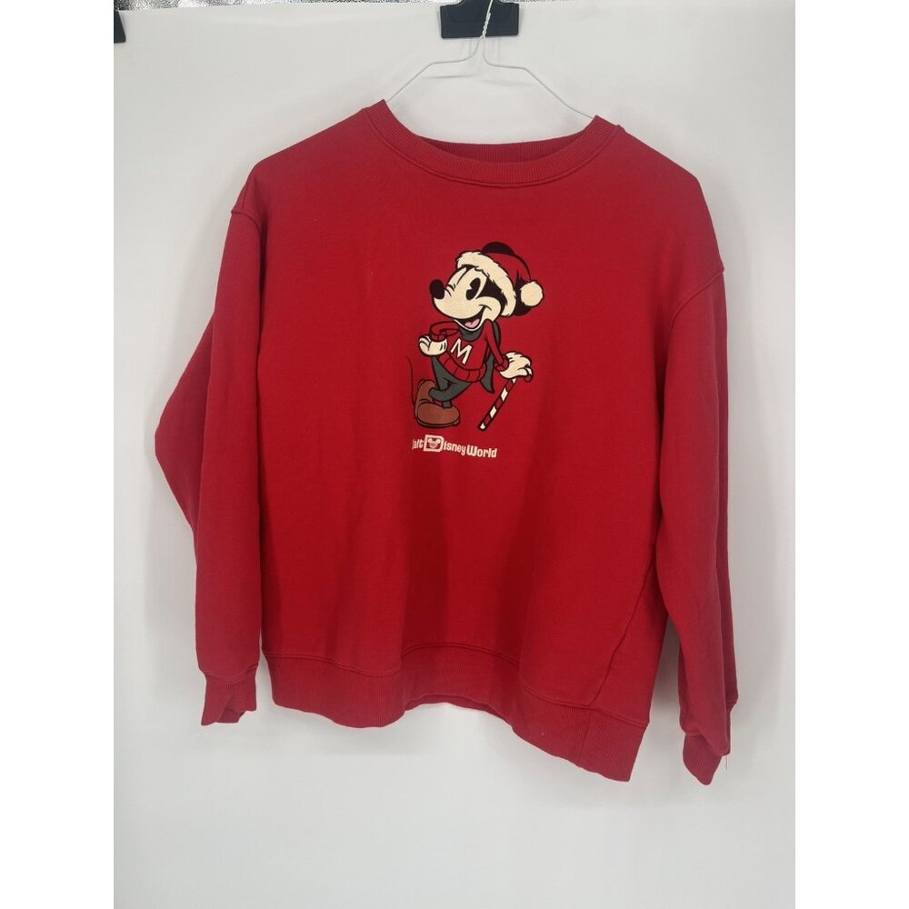 Disney Parks Mickey Mouse Red Christmas Holiday Crew Neck Sweater Adult L *Read*